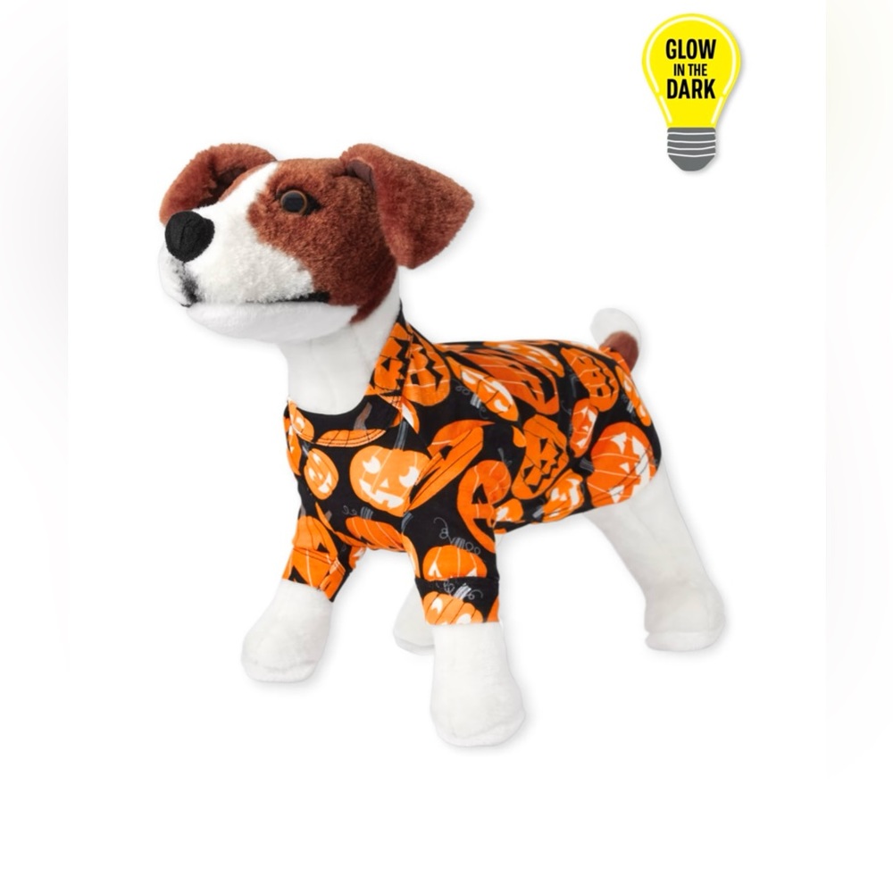 Dog Matching Family Glow Pumpkin Patch Cotton Pajamas - Black